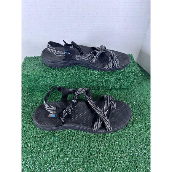 Skechers Shoes - Skechers Reggae Women Black Strappy Sport Sandals Size‎ 8